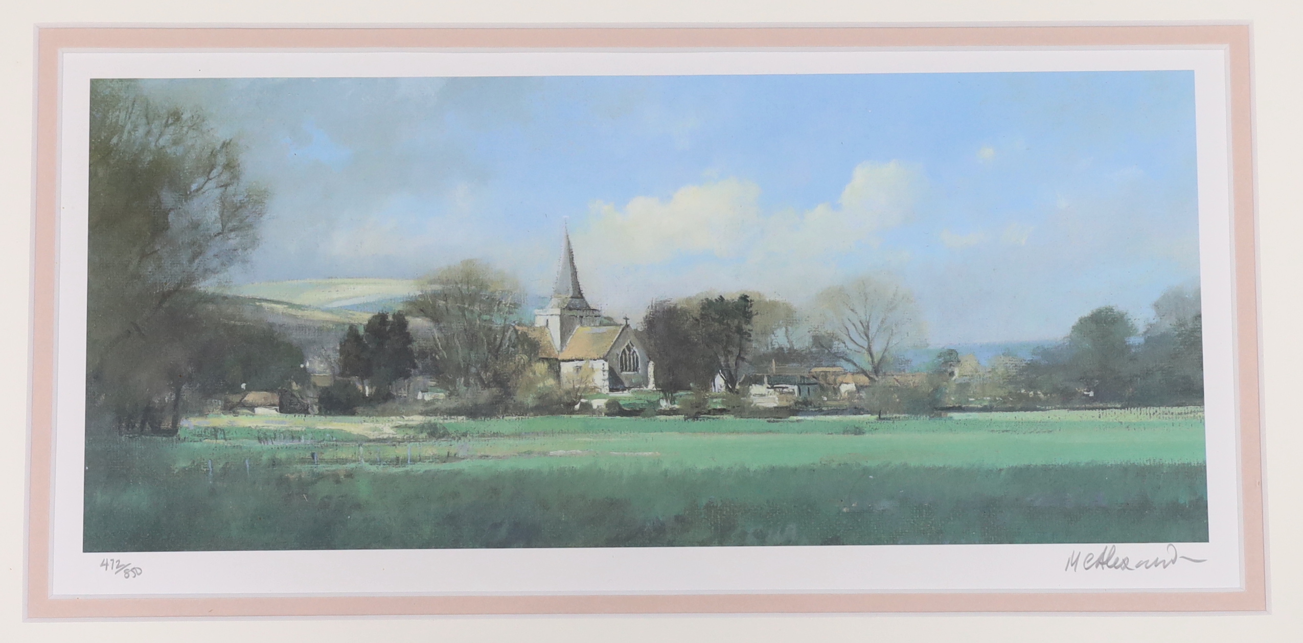 M.C. Alexander (20th. C) pair of pencil signed, limited edition colour prints, 'Jack & Jill Windmills', 15 x 33cm
